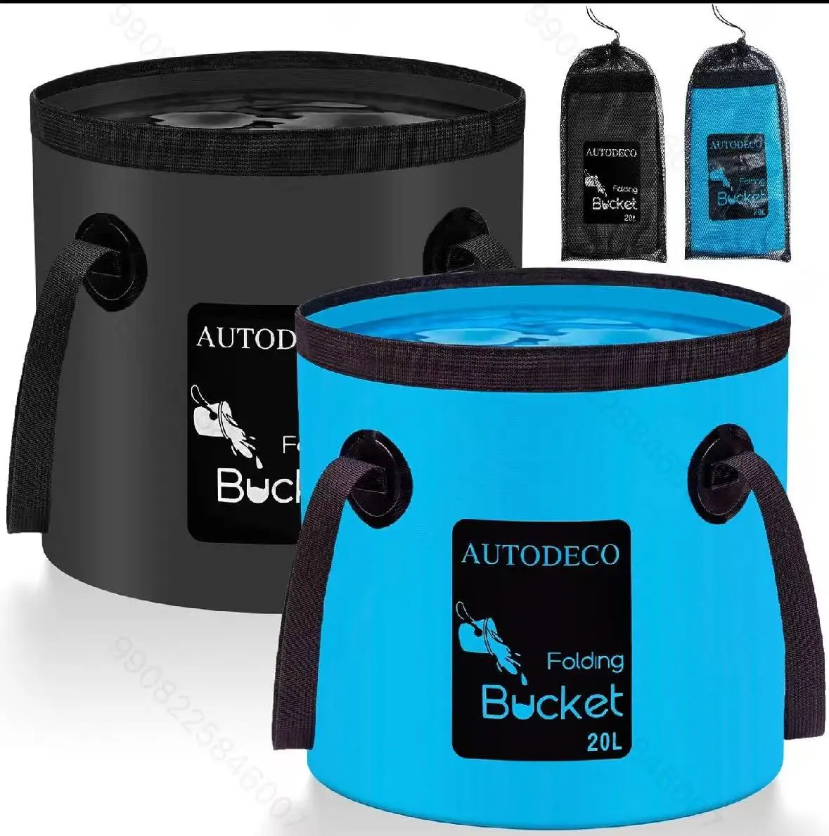 Portable folding water bucket; folding water storage container; used for travel, camping, fishing, washing, car washing
