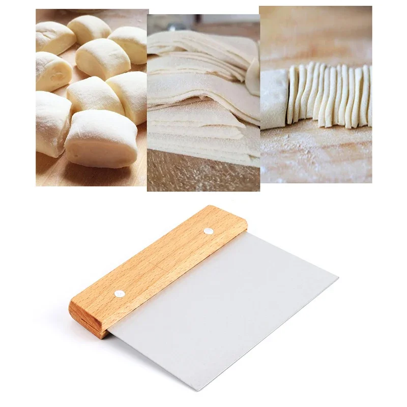 سكين تقطيع من الفولاذ المقاوم للصدأ، قطاعة عجينة الخبز والبيتزا، مكشطة كعكة الكريمة شبه المنحرفة، أداة القطع، أداة المطبخ #4