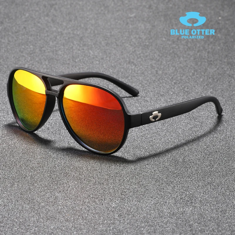 

BLUE OTTER Men And Women Polarized Sunglasses Colored Reflective Glasses Driving Sunglasses Black Unisex Pilot Lenses Uv400