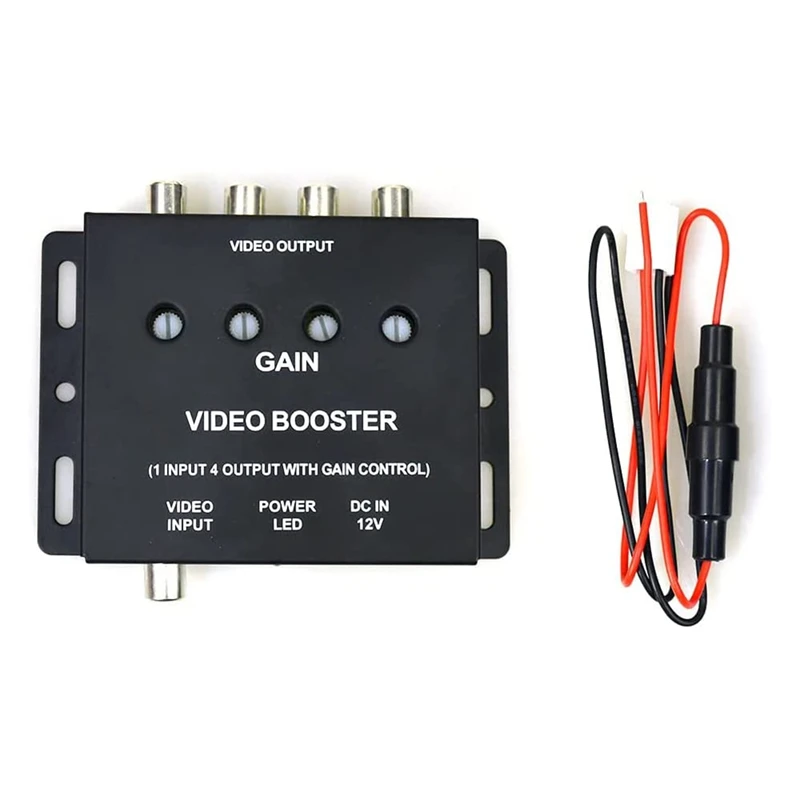 

ABGZ-Car Video Splitter 1 To 4 AV Signal Booster Amplifier Splitter For Car CCTV TV LCD DVD Player 1 Input 4 Output