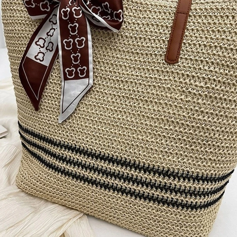 Bolsa feminina rattan praia saco palha bolsa ombro capacidade bolsa verão artesanal saco férias