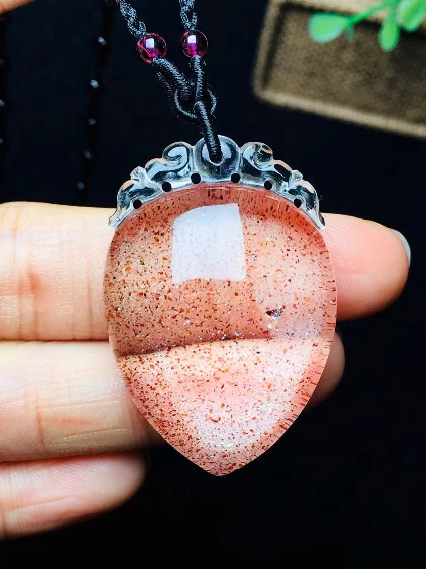 Natural Red Super Seven 7 Lepidocrocite Rutilated Quartz Pendant 39.26.12mm Super Seven Stone Bead Women Men  AAAAA