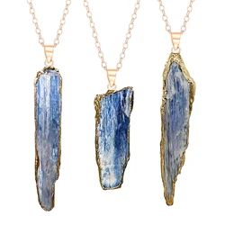 Irregular Blue Kyanite Pendant Jewelry for Women Girls Reiki Healing Blue Crystal Stone Necklace Making