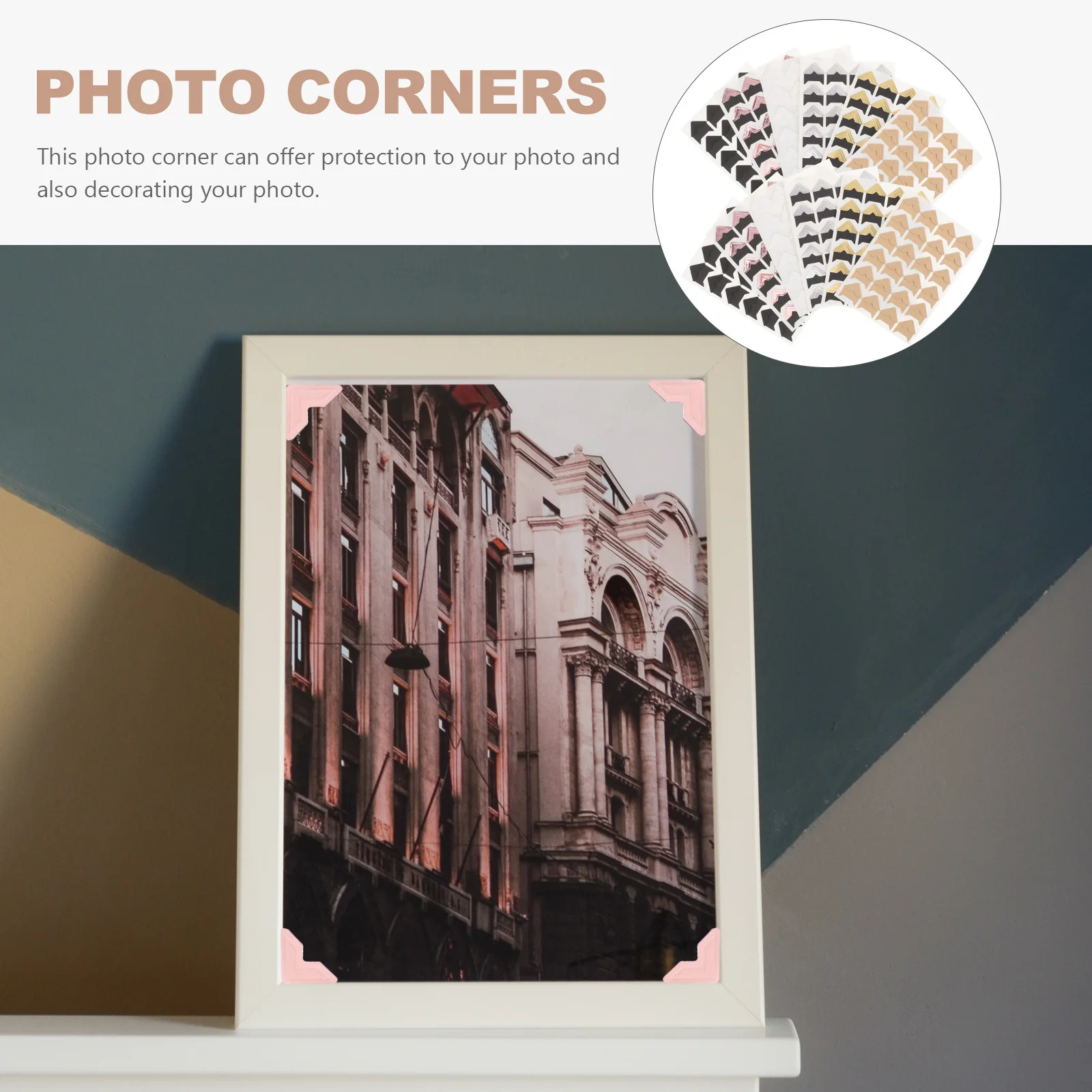 

12pcs Vintage Multicolor Photo Corners Self-Adhesive Scrapbooking Stickers For Picture Protection Lightweight Paper Craft