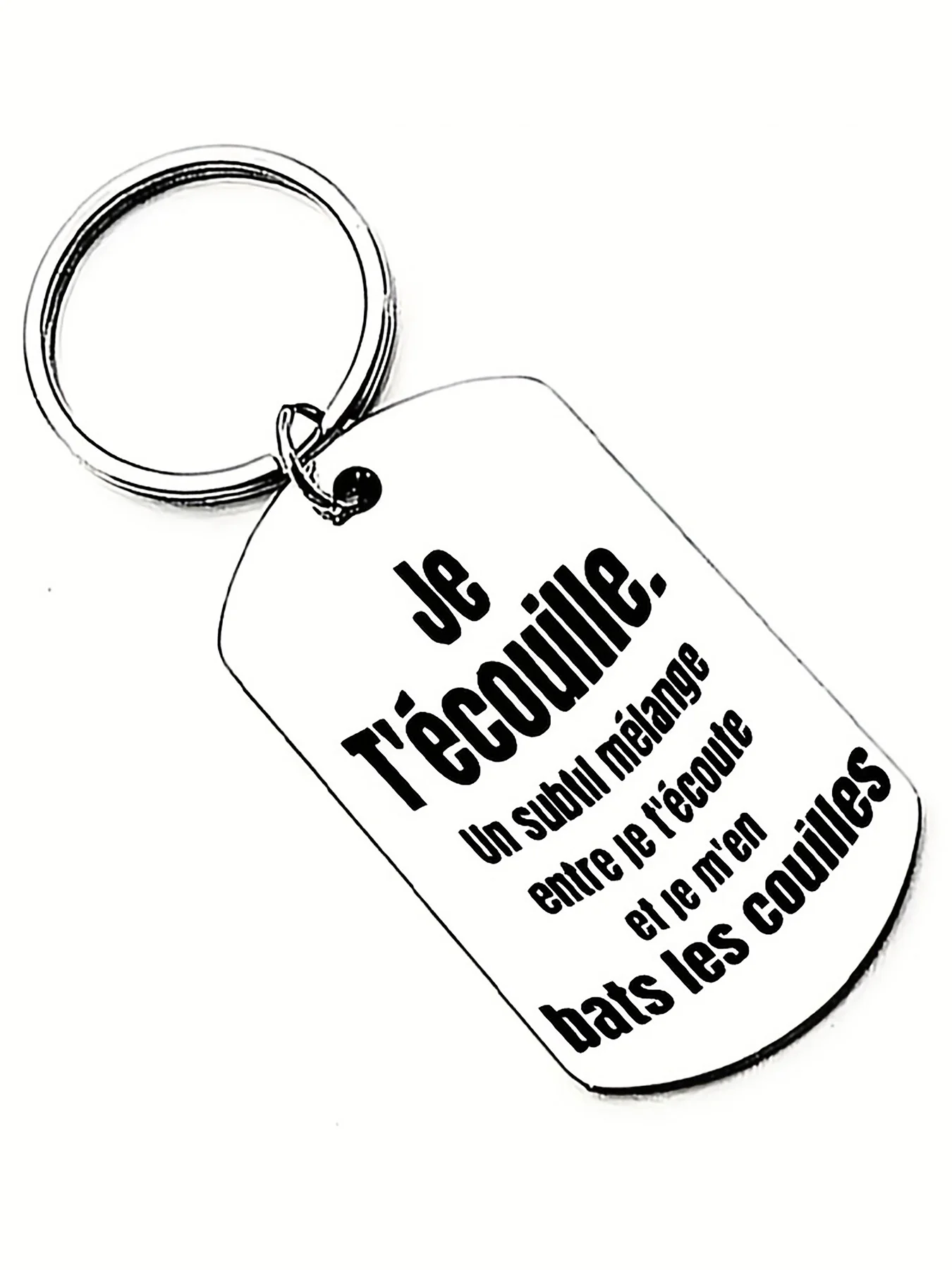 Humorous French Quotes Stainless Steel Keychain, Minimalist Style, Fun Gift for Birthdays & Holidays