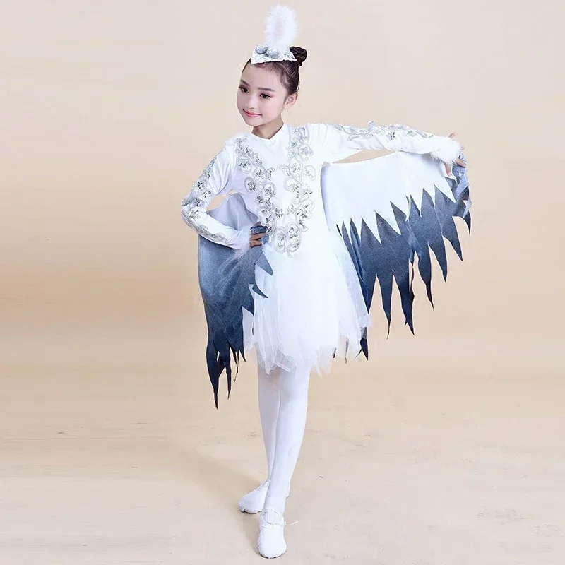 Costumi di danza moderna per bambini Costumi di personaggi animali di danza Abbigliamento per uccelli di Halloween Piumini Abbigliamento per spettacoli di gazze