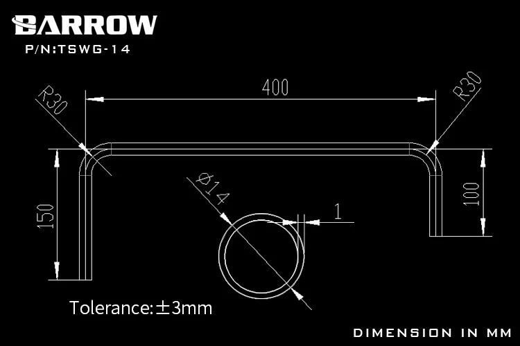 BARROW-tubo de Metal de cobre duro de 90 °, precurvado, plateado, OD14MM, cromado, simple/doble, 90 °,TDWG-14,TSWG-14