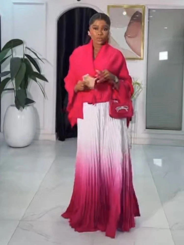 

Miyake плиссированный плащ, однотонный топ, постепенное изменение, большой свободный комплект, женский весенний комплект 2025, новый модный повседневный комплект из двух предметов