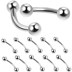 10Pcs/lot Steel Eyebrow Banana Piercing Ring Curved Barbell Lip Ring Snug Daith Helix Rook Earring Cartilage Tragus Body Jewelry