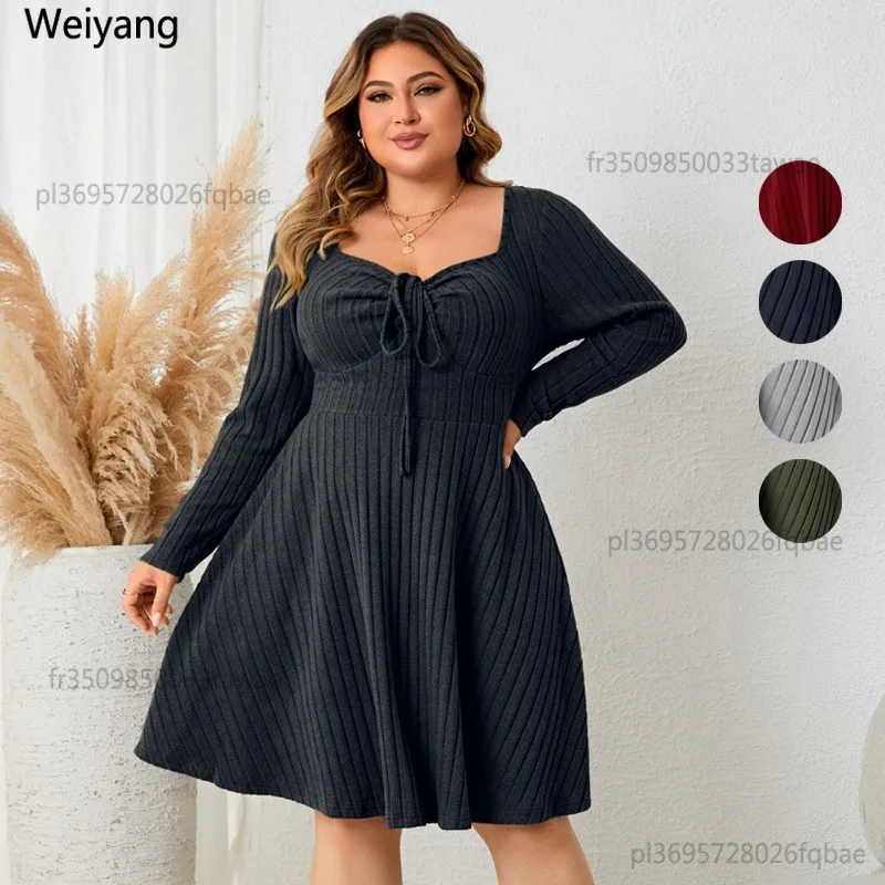 Elegantes Partykleid für Damen, V-Ausschnitt, bedrucktes Maxikleid, A-Linie, ausgestellter Saum, langes Kleid, olivgrün, schwarz, gerippter Strick