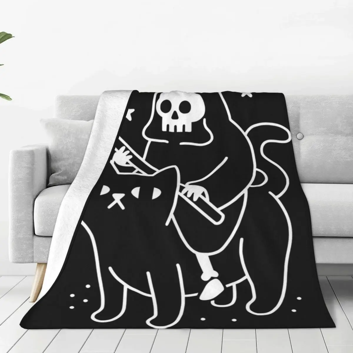 Death Rides A Black Cat Blankets Fleece Multi-function Sofa Throw Blankets For Home Bedroom Travel Throws Bedspread Quilt