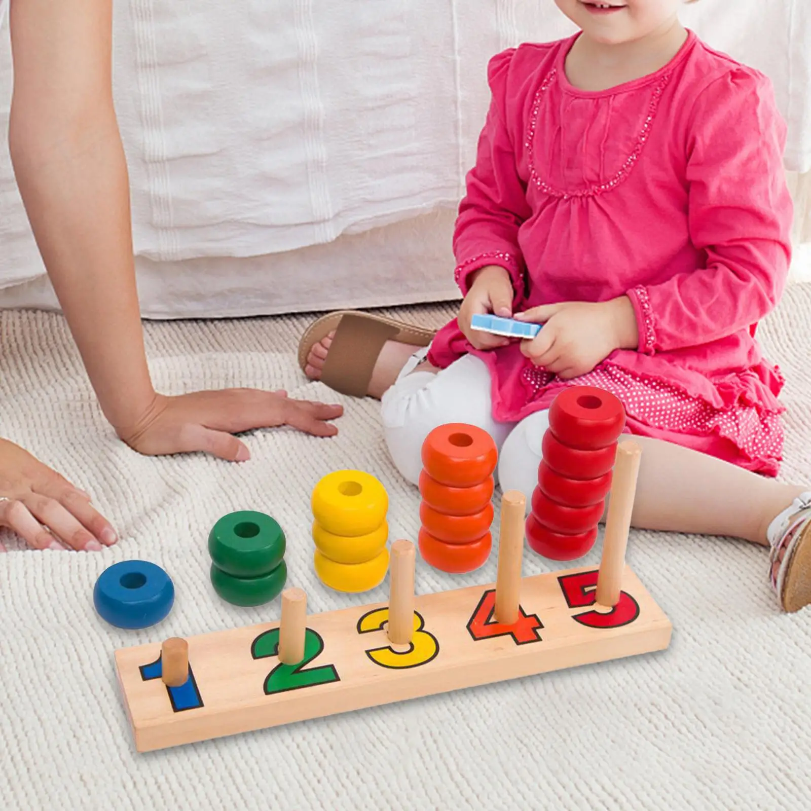 Wooden Number Blocks Toy Teaching Aid Preschool Wooden Stacking Block Set for Decomposition Quantitative Classification Addition