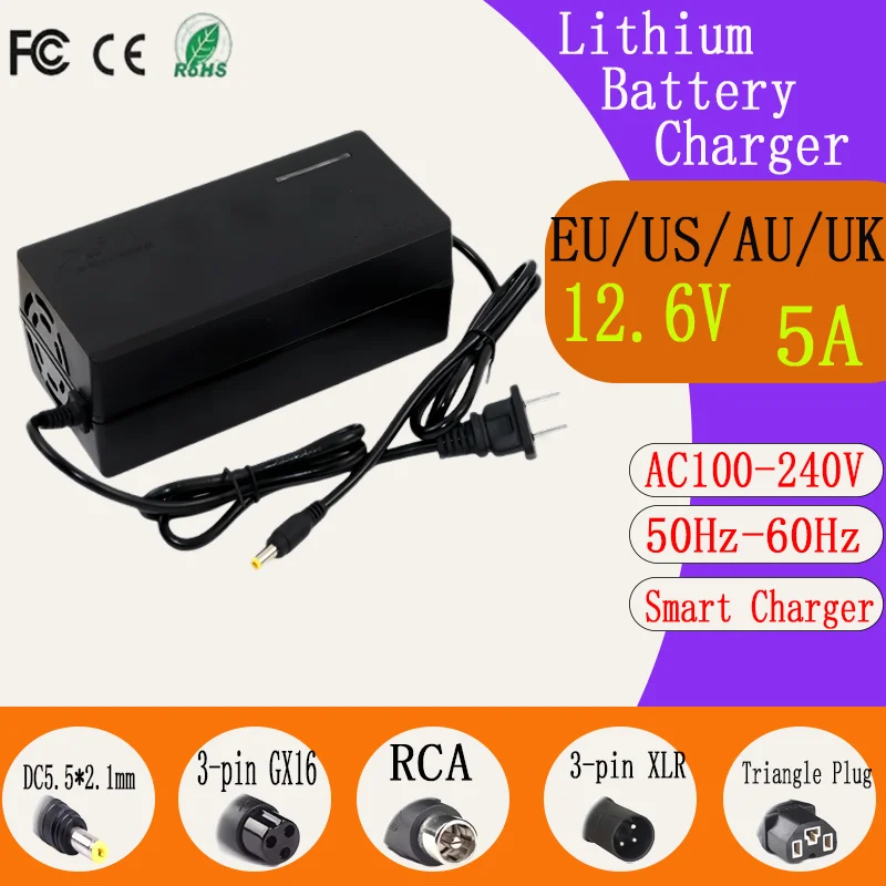 12.6V 5A  Lithium Battery Charger For 12V 3S brand-new Series Li-Ion Battery Polymer smart Charger Battery Pack