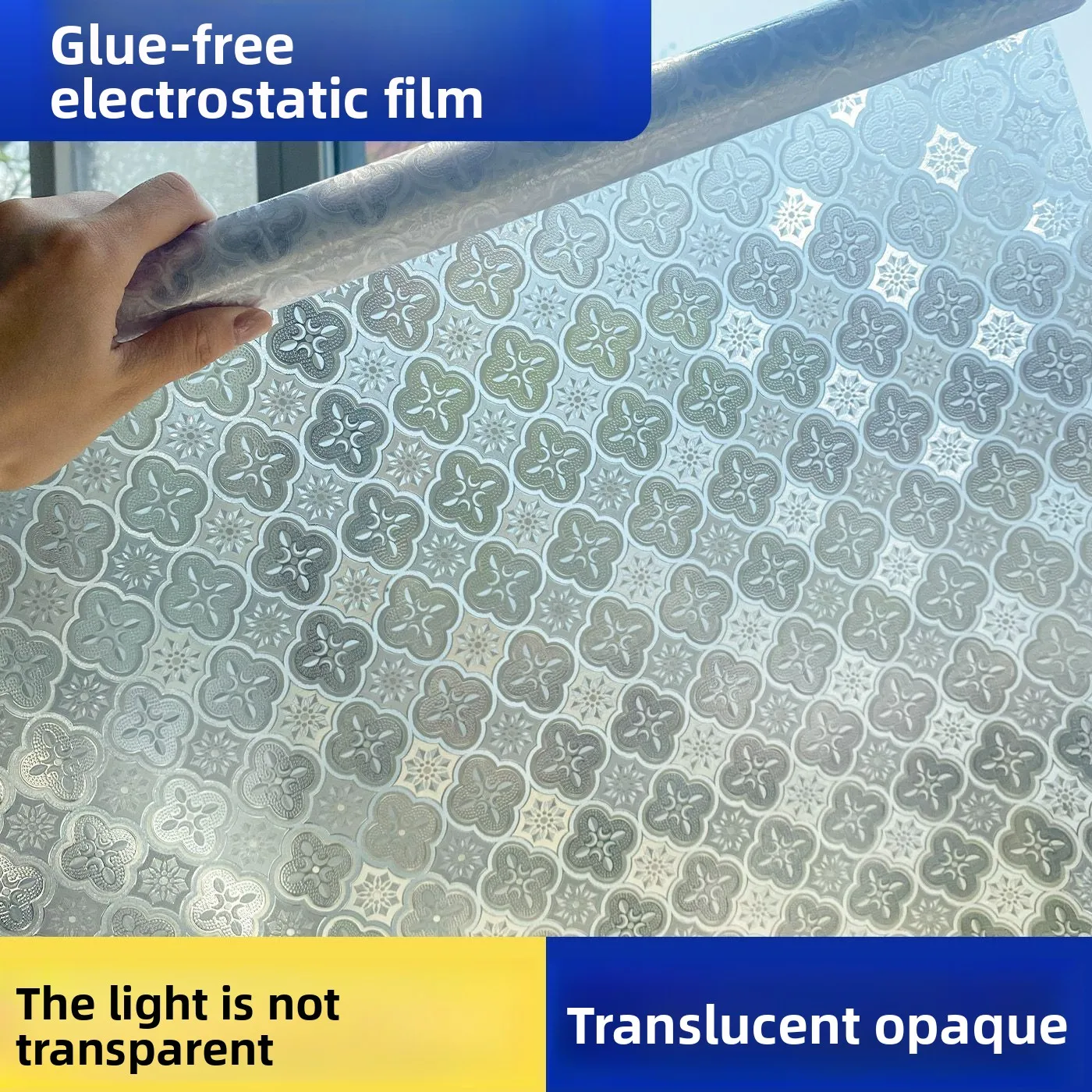 2 Rolls Static Cling Frosted Glass Film, Privacy Window Sticker for Bathroom, Anti Peep Sun Blocking Window Cover