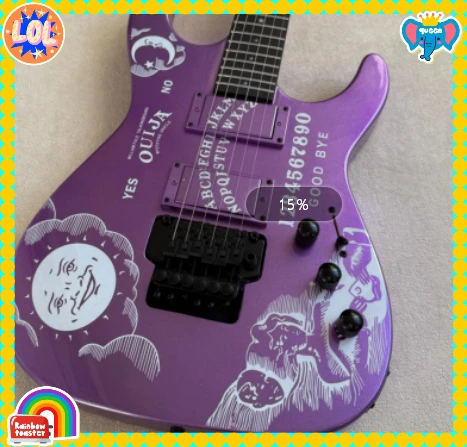 

2026 new Purple Kirk Hammett Ouija Guitar 6 String HH Pickup Moon&Star Inlay AA24