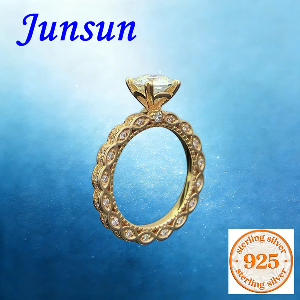 

Кольцо с муассанитом Junsun 1ct 2ct для женщин, серебро 925 пробы, с сертификатом, изысканные ювелирные изделия для жены, девушки