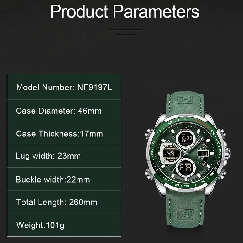 NAVIFORCE Men\'s Military Watch Multifunction Chronograph Sports 3ATM Waterproof with Alarm Day And Date Display Male Gifts Clock