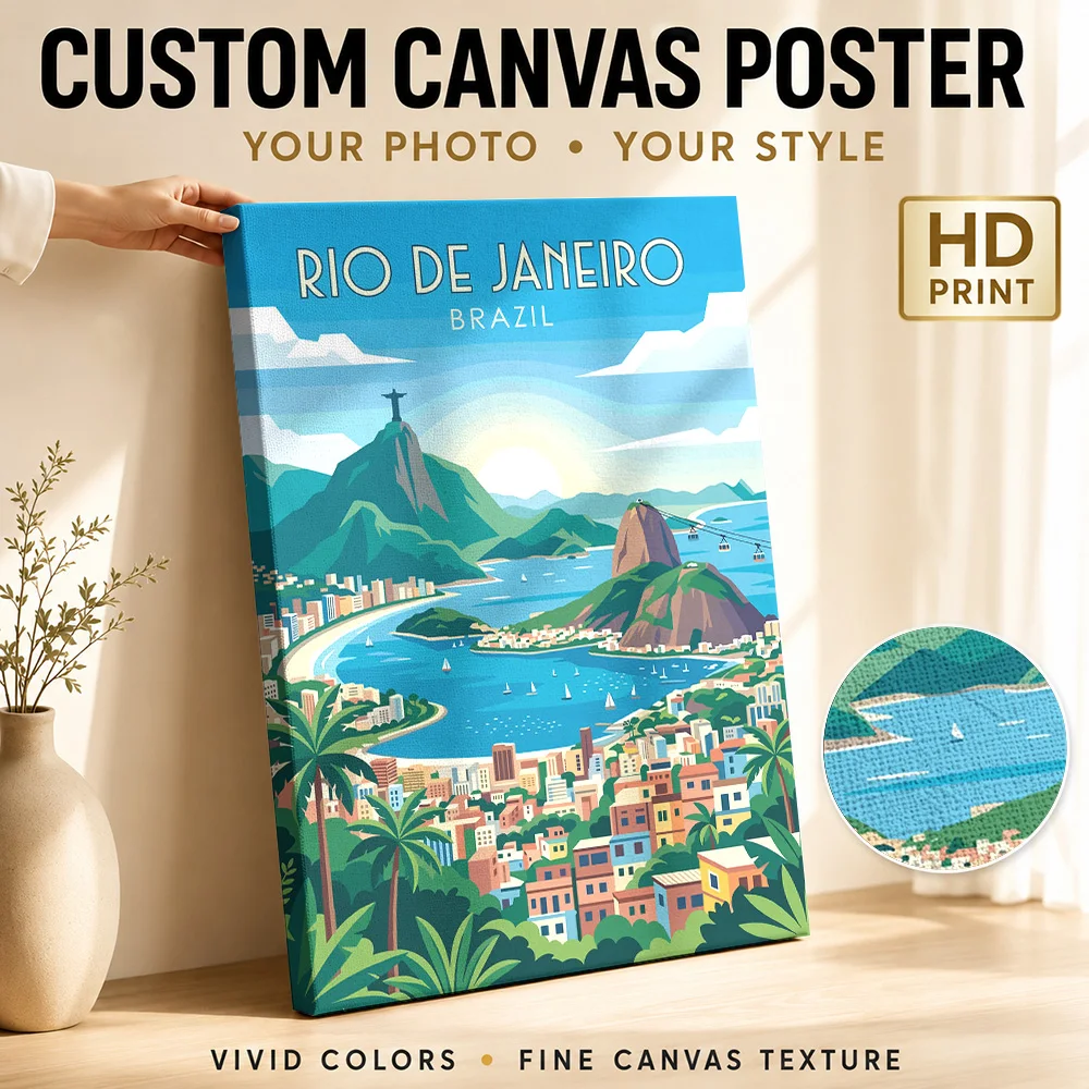 Rio de Janeiro Travel Framed Canvas Poster Custom Photo Travel Landscape Wall Art for Office Decor Ready to Hang Gift for Fans