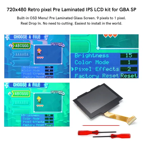 Imagen 2 del producto V5 3,0 pulgadas HD GBA SP IPS Drop in kits de pantalla LCD prelaminada para Gameboy Advance SP carcasa de lente negra/roja/blanca