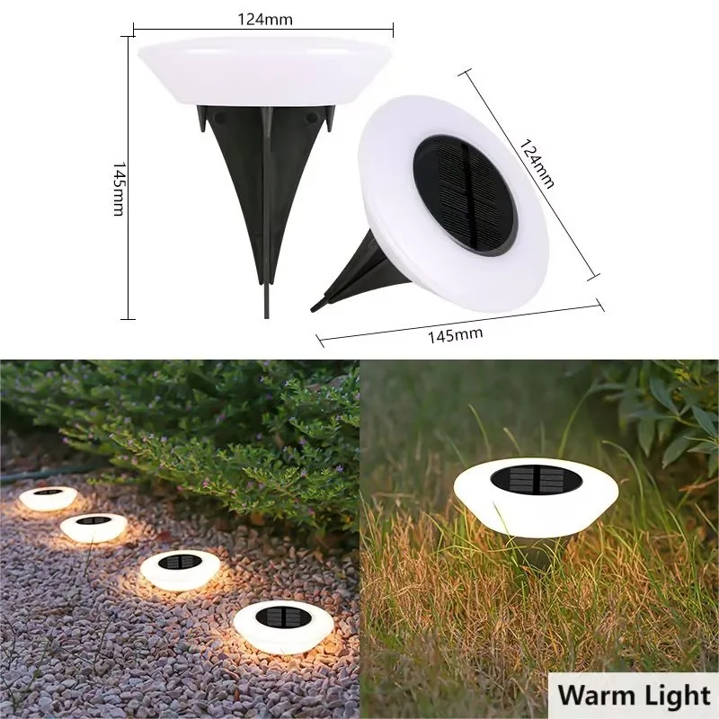 

Garden ground solar lamp 14 LED circular white IP65 waterproof solar warm white light garden courtyard decorative pole lamp