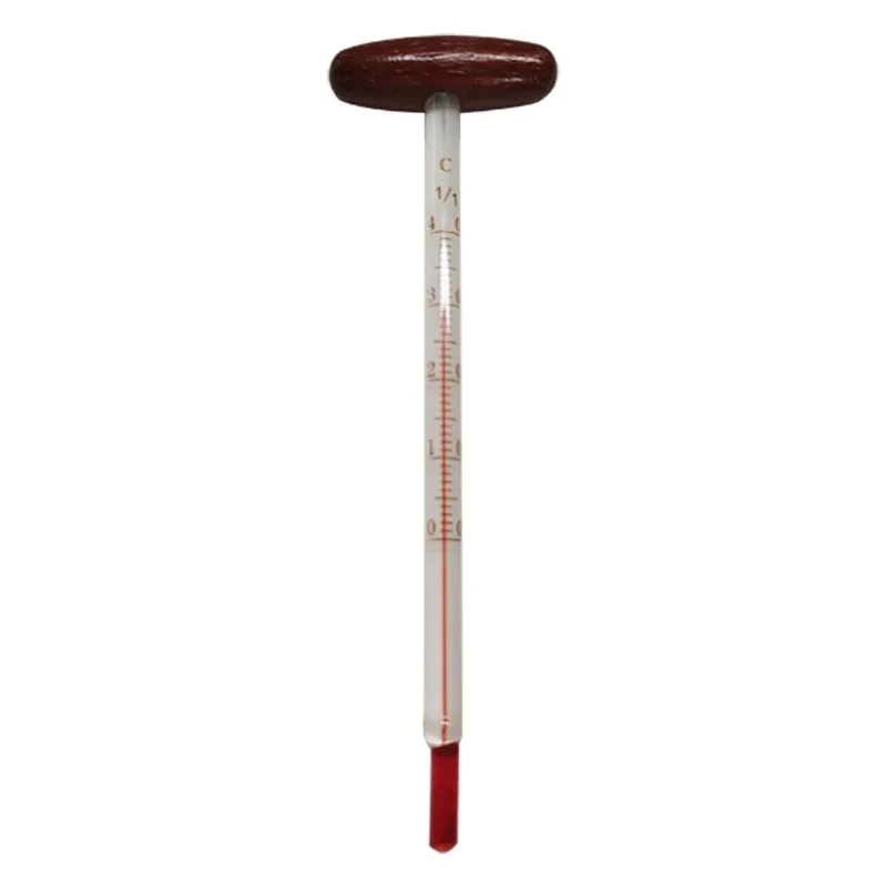 Glass Wine Thermometer with Wooden Grip, Portable Wine Temperature Meter, Kitchen Bar Tool for Wine, Cocktail, Drink Measurement