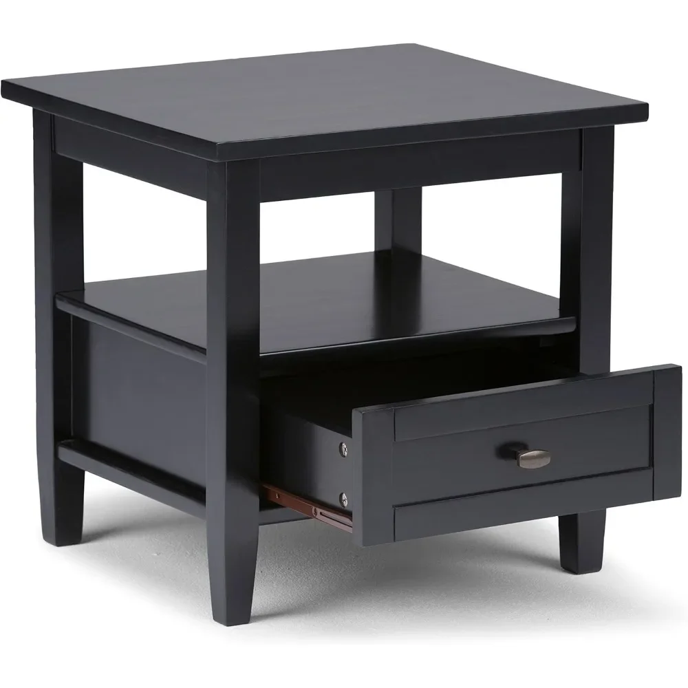 [Hot Sale, Limited Time Offer!]warm shaker solid wood 20 inch wide rectangle transitional end side table in black for the living