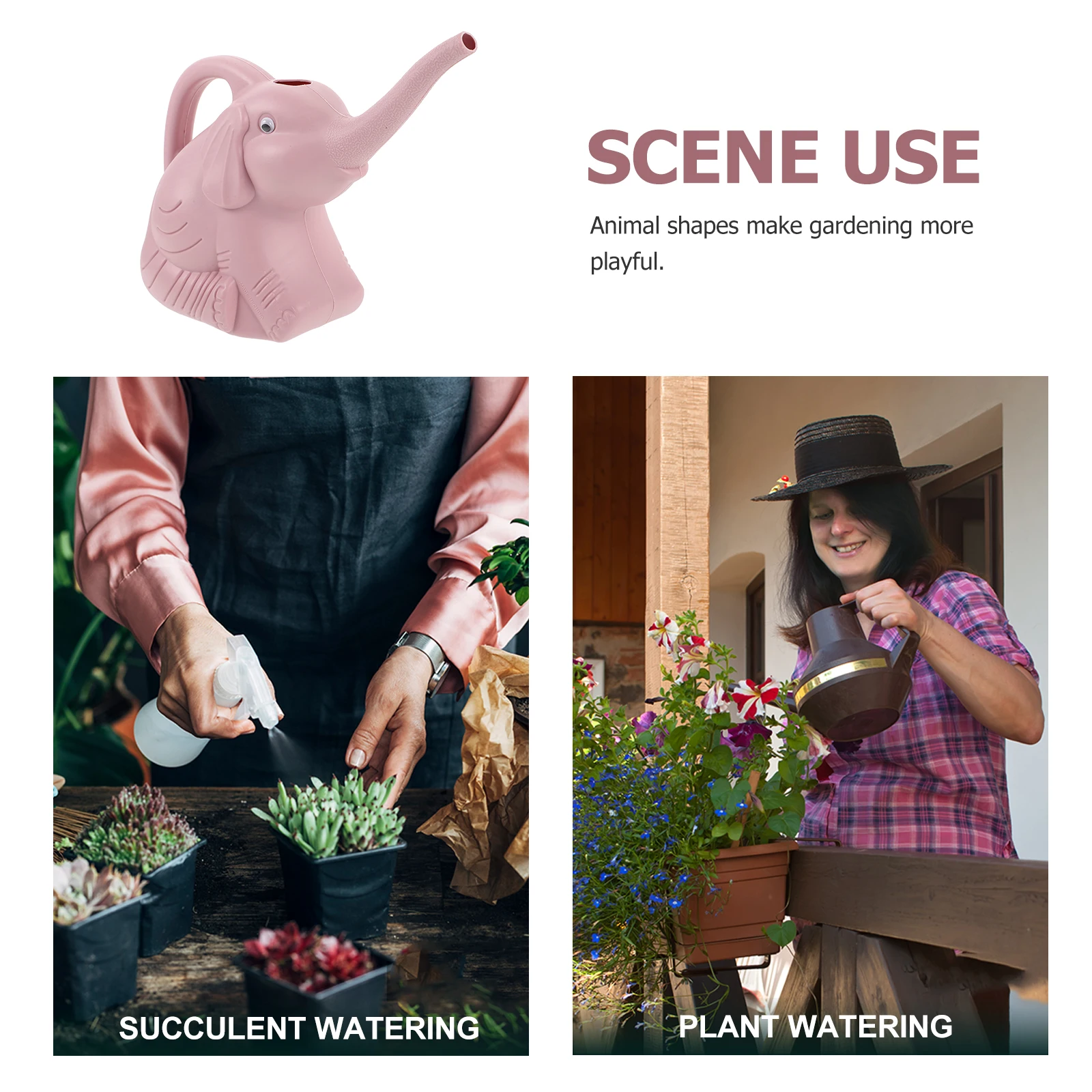 

2PCS Gardening Art Watering Can Creative Plastic Watering Pot Cartoon Elephant Spray Pot Household Succulent Plants Sprinkled