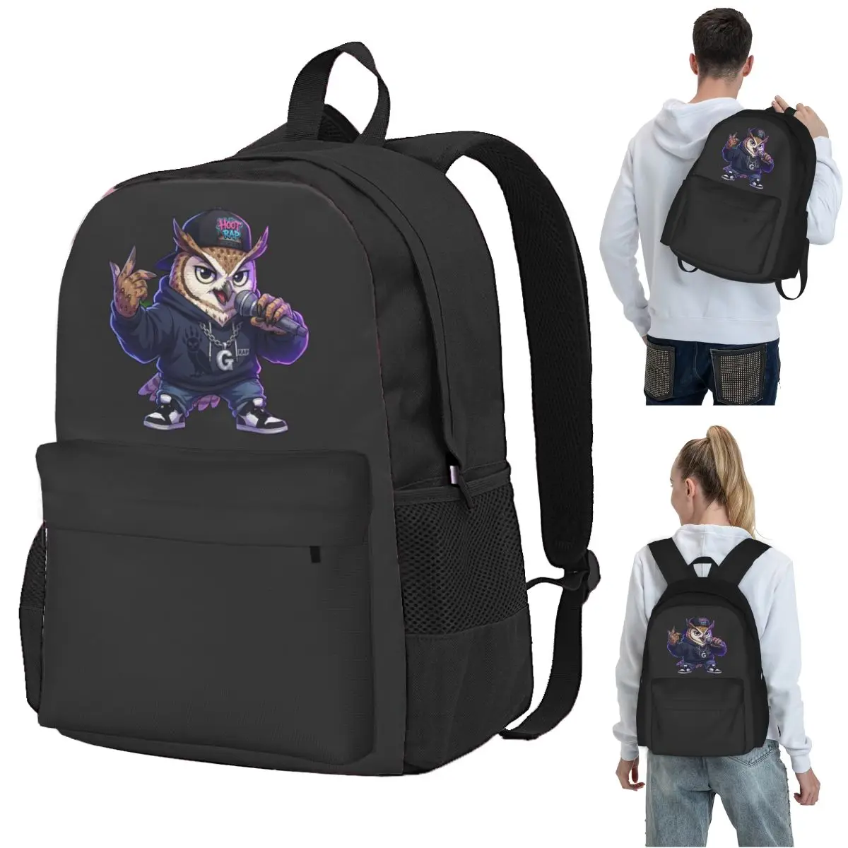

Cool Owl Rapper - Urban Anime Style Streetwear Bird Backpack Student BookBag School Bag Computer Shoulder Bags for Boys Girls