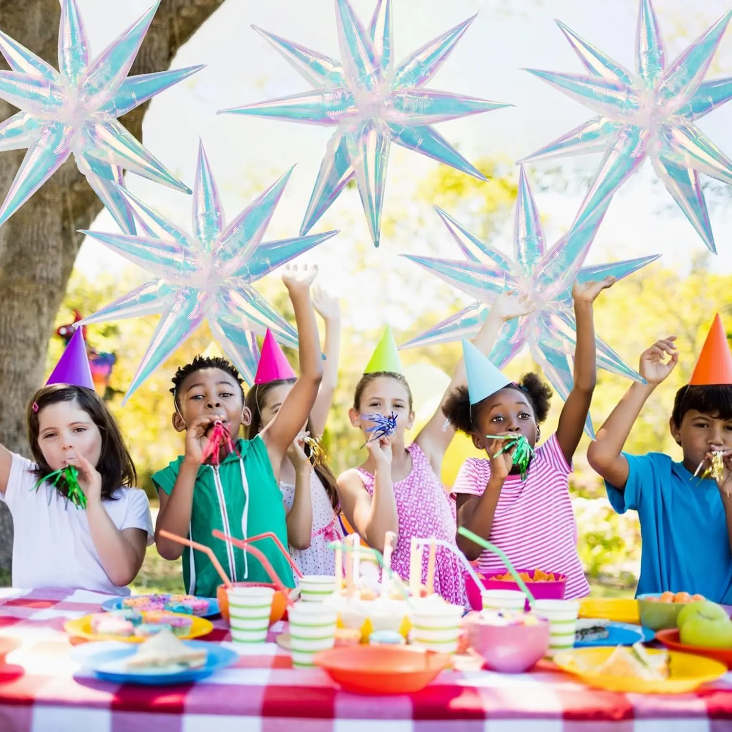 60/24/12 قطعة قزحي الألوان النجمي بالون انفجار ستار احباط بالونات مخروط سبايك بالونات لحفل الزفاف عيد ميلاد العازبة ديكور #5