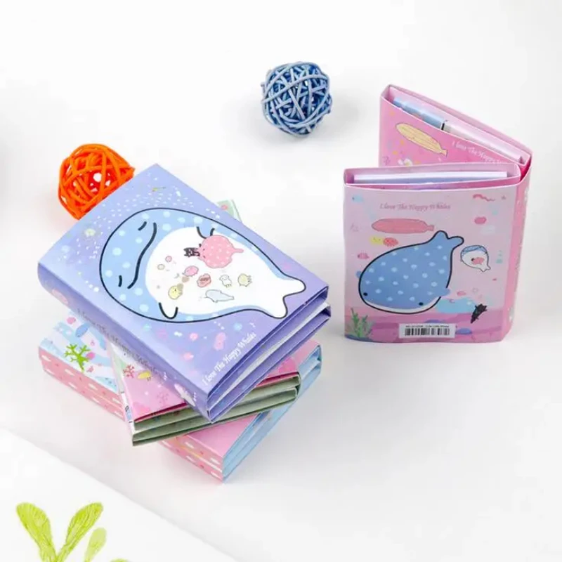 4 pcs/lot Kawaii Happy Whale 6 Folding Memo Pad N Times Sticky Notes Planner Sticker Cute School Office Supplies Stationery Gift