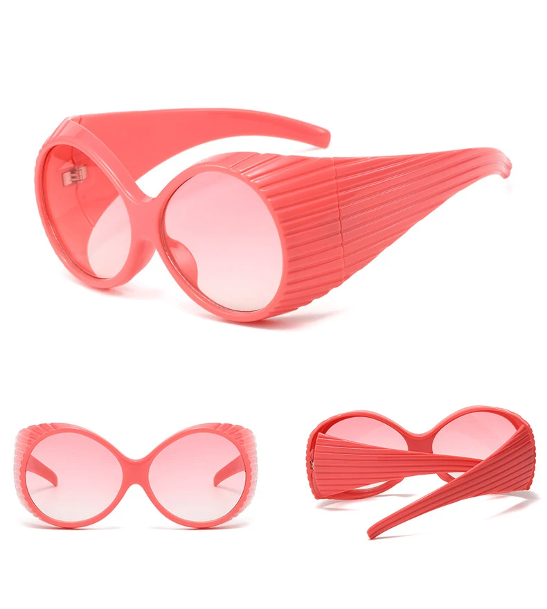 56971 übergroße ovale Brille Frauen Trend Schutz Sonnenbrille Farbverlauf Farbe Retro Sonnenschutz Spiegel Mode Streifen Farben uv400 – Detail 13