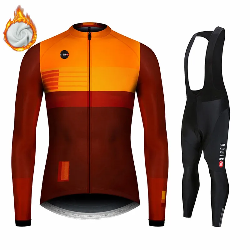 Gobikful-Winter Bicycle Set for Men, Bike Cycling Team, Long Sleeve Thermal Fleece Sportswear, Racing Jersey Suit, 2022