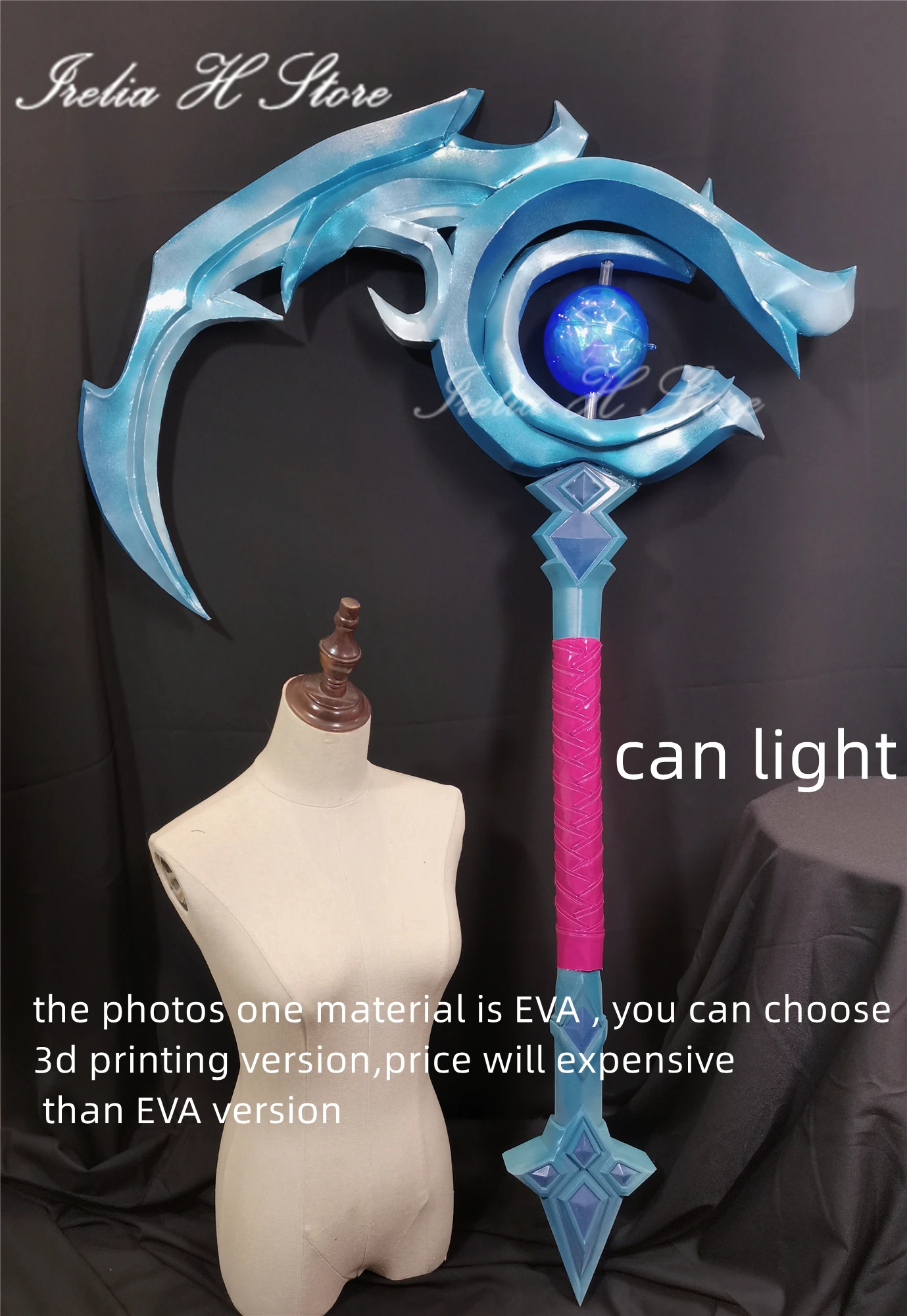 Irelia H Customized Kayn in female from LOL Snow Moon Kayn Cosplay Costume Blue version Halloween with weapon