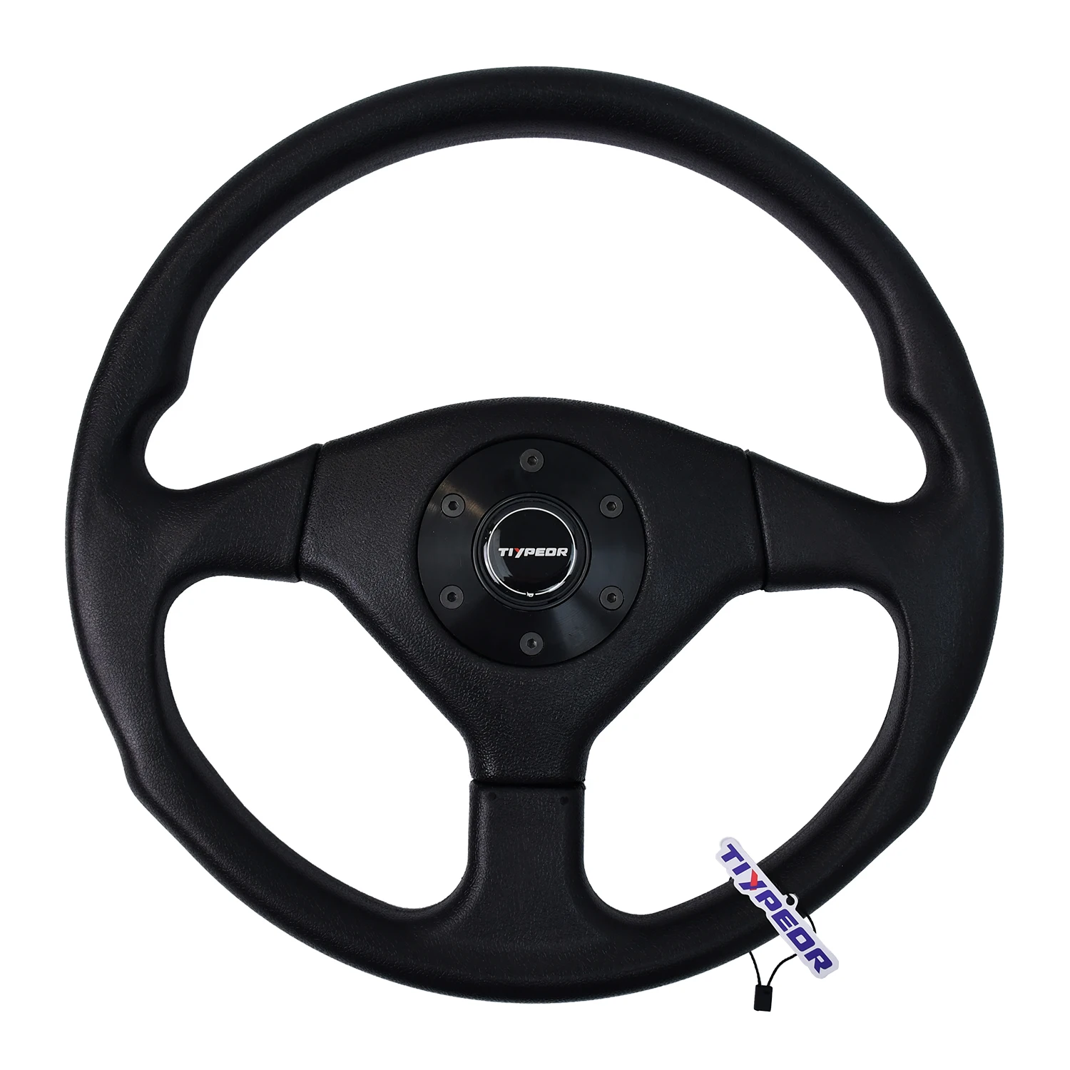TIYPEOR Universal Black PU Material Steering Wheel Modified Steering Wheel for Racing Style