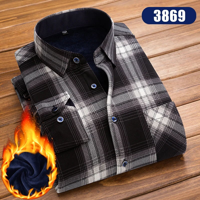 Autumn Winter New Casual Men\'s Fashion Long Sleeve Plaid Shirt Thick Warm Men\'s Casual High Quality Soft Large Size Shirt L-4XL