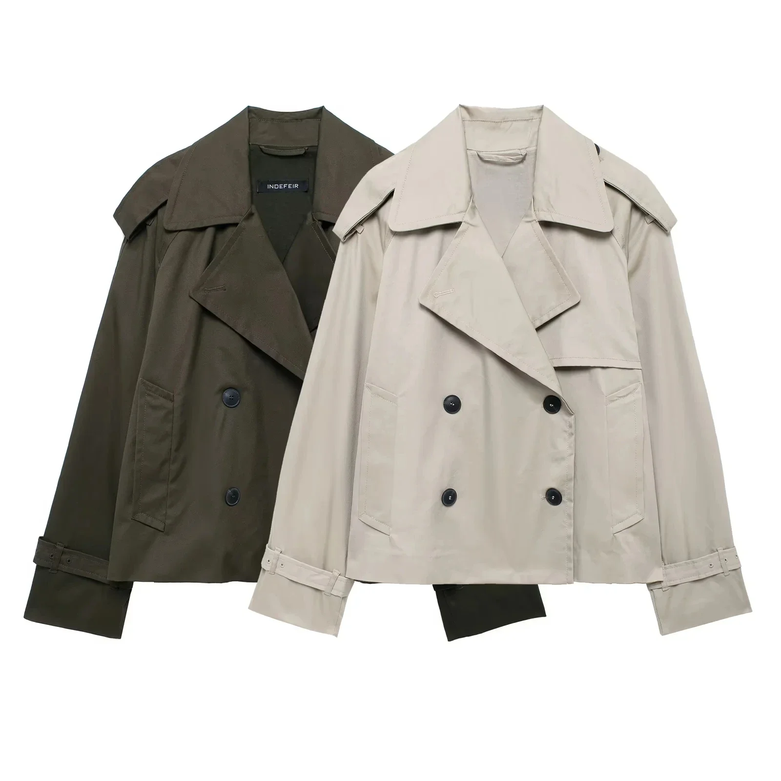 

Autumn New Casual Style Women Short Jacket Top Double Breasted Design Long Sleeved Female Jacket Daily Outerwears
