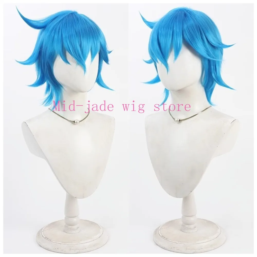 Game Kazuki Aoyama Cosplay Wig Blue Teased Spiky Hair for Valentine Convention Costume Party and Photo Shoot