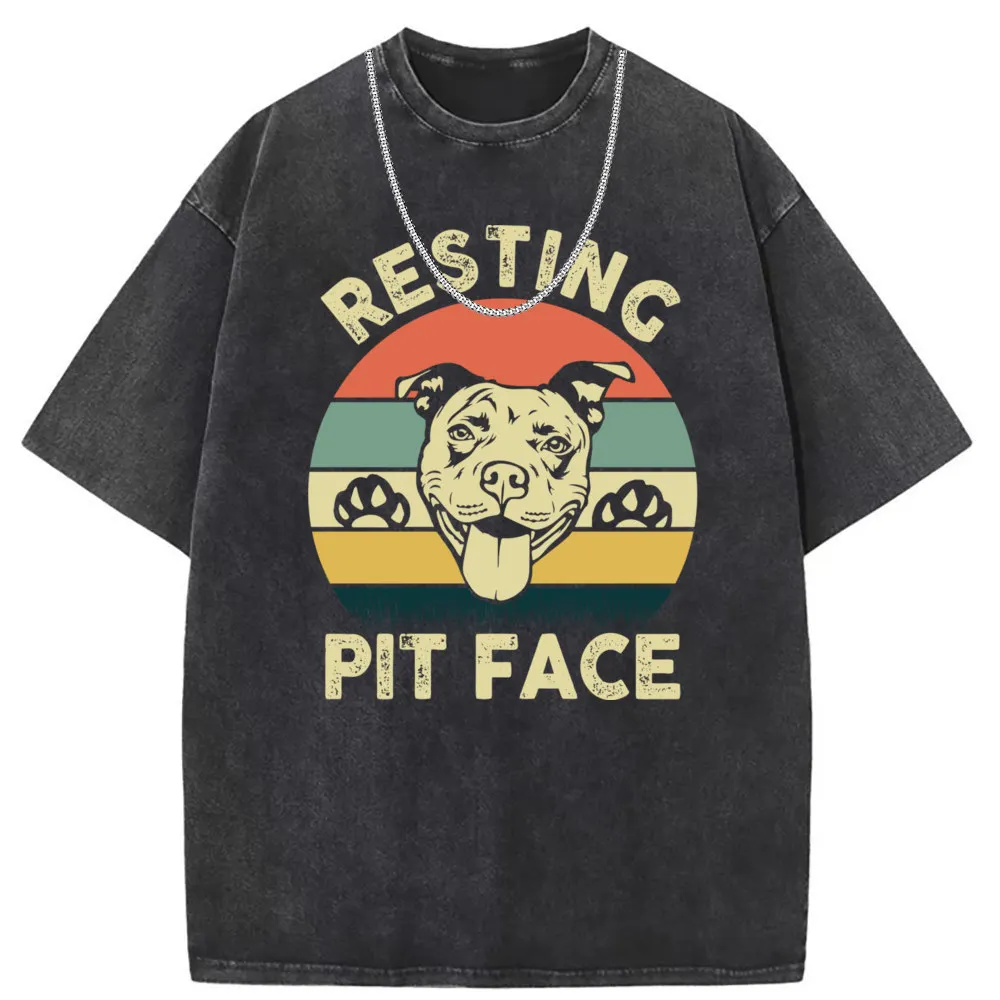 Funny Dog Pitbull Resting Pit Face Printed Men T-shirts Women's Sweatshirts Casual Long Sleeve Tshirts Man Japan Style Tee Shirt