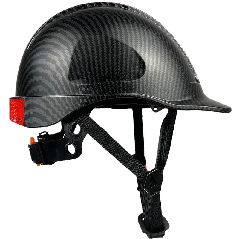 CE Carbon Fiber Safety Helmet With Reflectors ABS Industrial Head Protection Construction Hard Hat ANSI Work Cap For Men