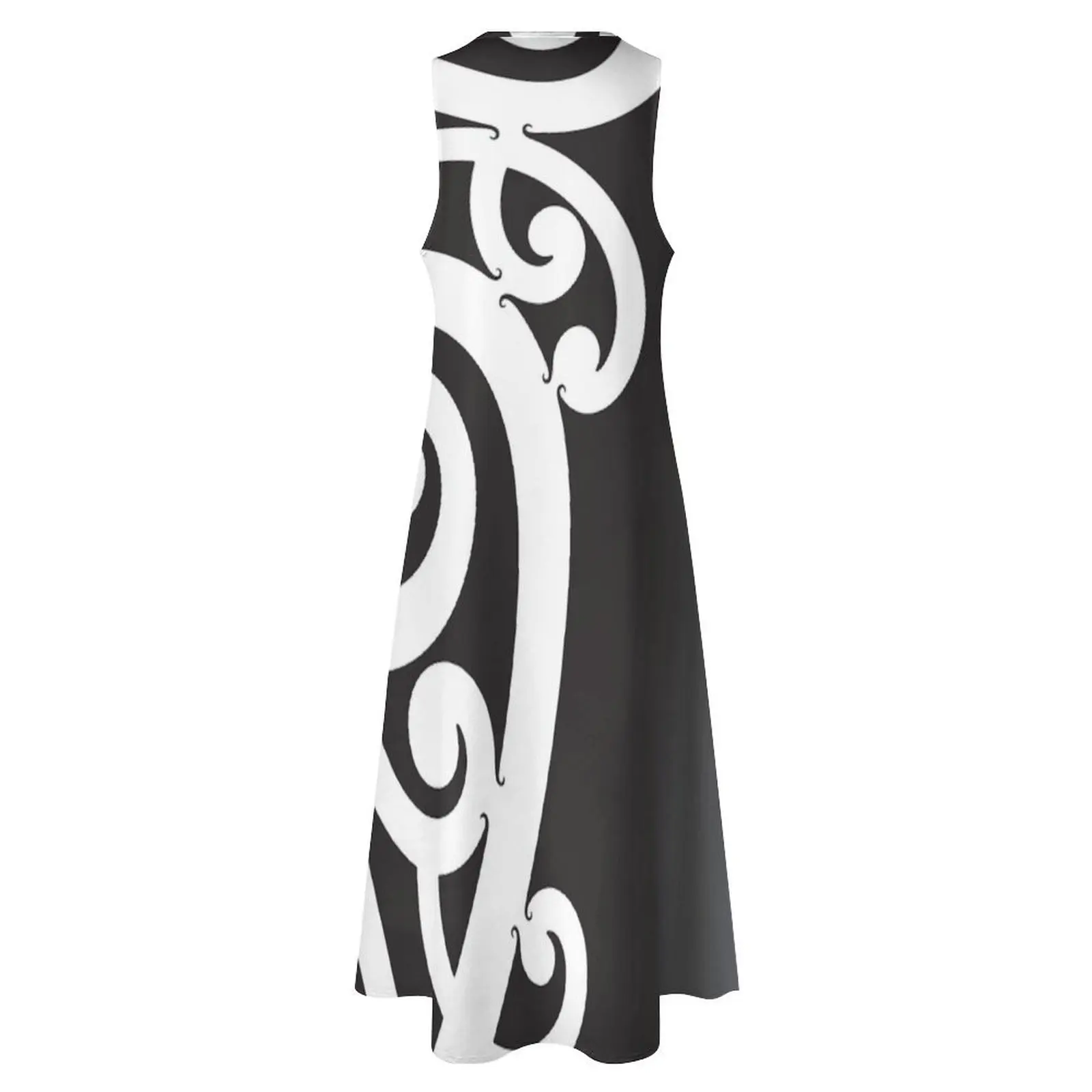 Preto e branco em camadas Māori Koru Design vestido longo vestidos de praia vestidos elegantes vestido de noite feminino