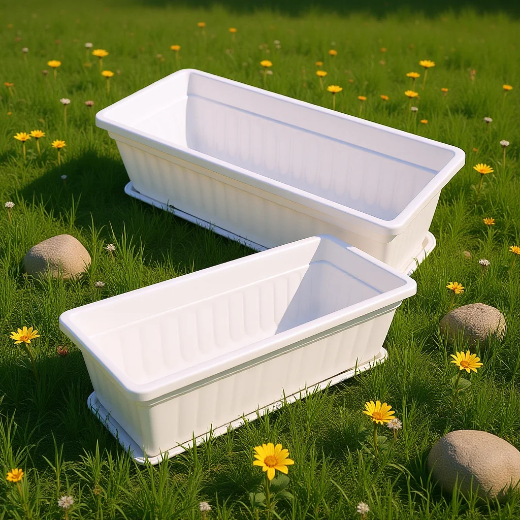 

2Pcs Plastic Rectangular Planter Boxes Vegetable Flower Pots Balcony Planters Outdoor Indoor Gardening Pots Planter Box