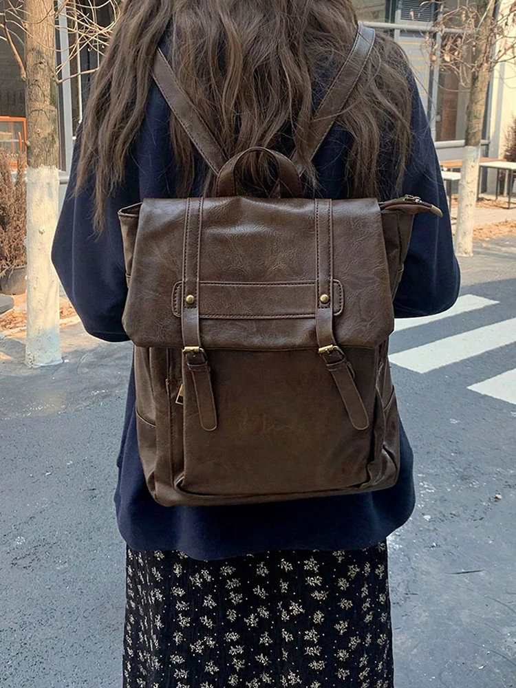 

2025 New Retro Backpack Large Capacity College Fashion Backpack Casual Women's Daily Commuting Computer Backpack Cambridge Bag