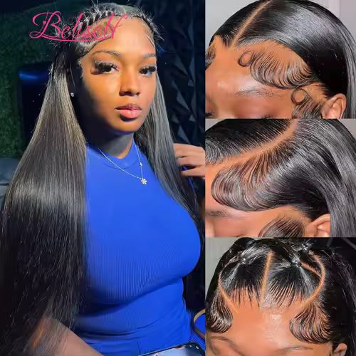 HD Transparent Lace Front Human Hair Wig 13x4 13x6 Straight Frontal Wig Pre Plucked 5x5 HD Lace Closure Wig Beliself Hair - Image 2