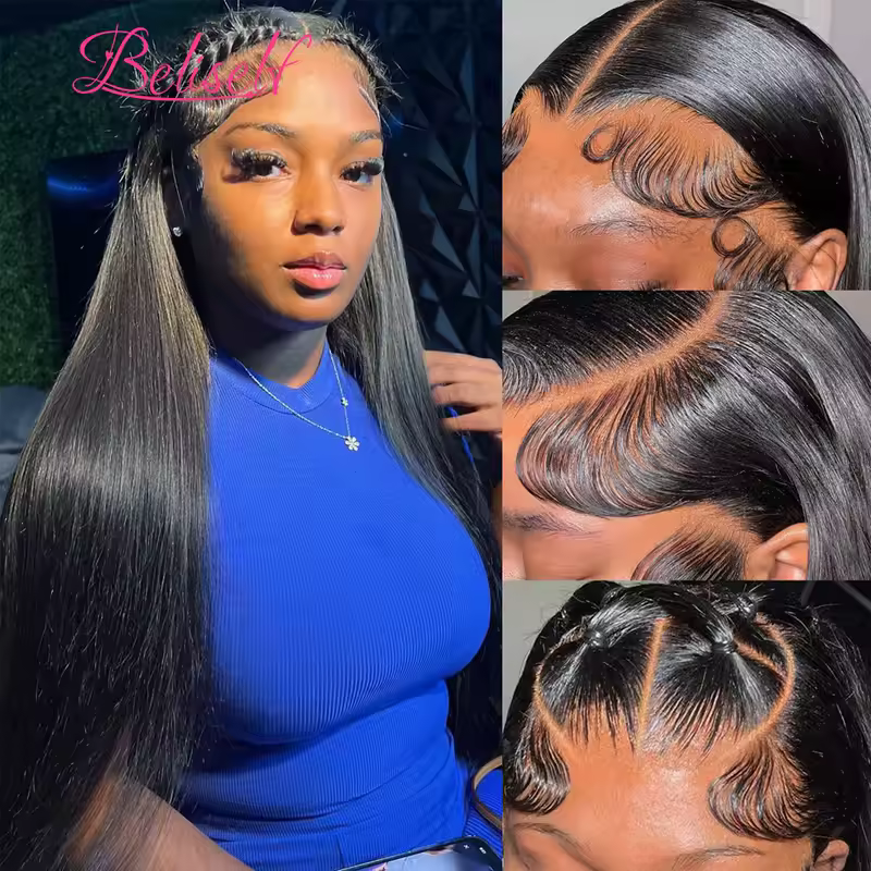 HD Transparent Lace Front Human Hair Wig 13x4 13x6 Straight Frontal Wig Pre Plucked 5x5 HD Lace Closure Wig Beliself Hair - Image 2