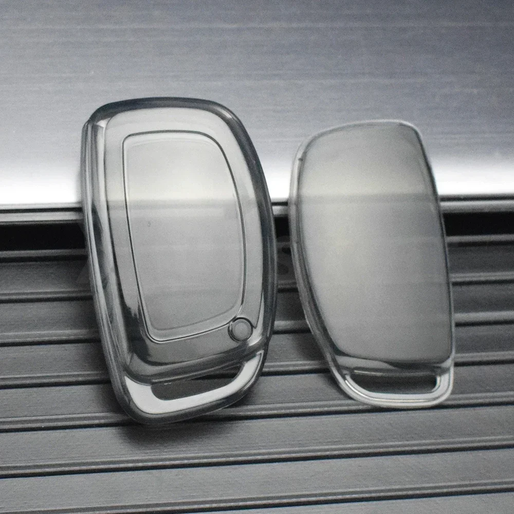 3 4 Buttons Transparent TPU For Hyundai Tucson Santa Fe Rena Sonata Elantra Creta Ix35 Ix45 I10 I30 I40 Car Smart Key Case Cover