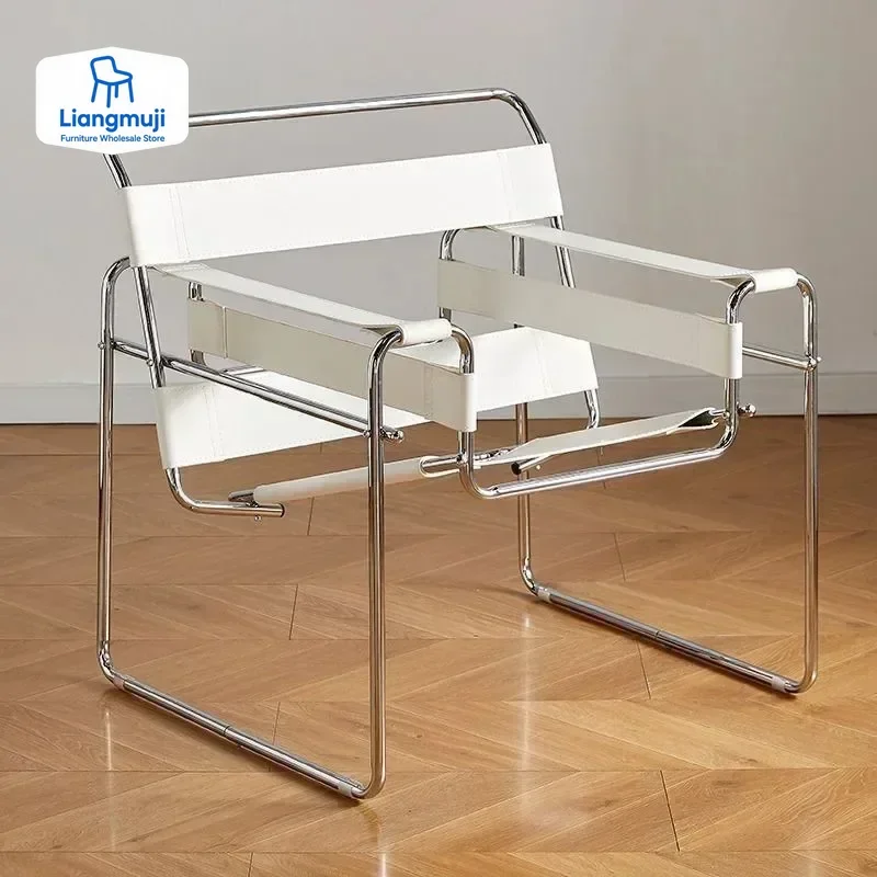 북유럽 바실리 캐주얼 싱글 중세 산업 스타일 바우하우스 안장 가죽 메쉬 레드 포토 소파 의자 거실 의자