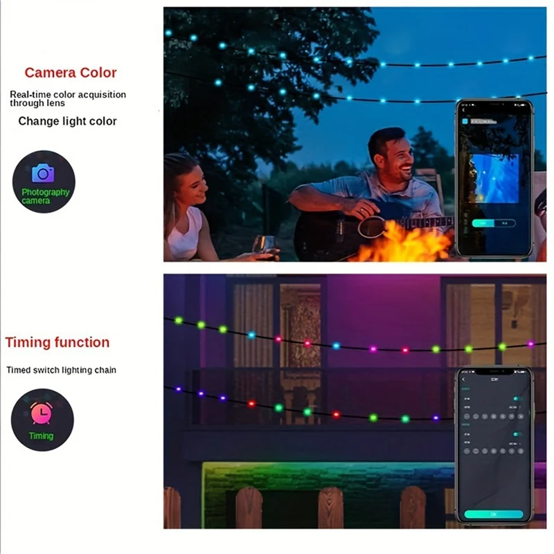 1 zestaw Tuya Bluetooth LED String Lights RGB Phantom Color String Lights Set Fairy String Light, Requisite