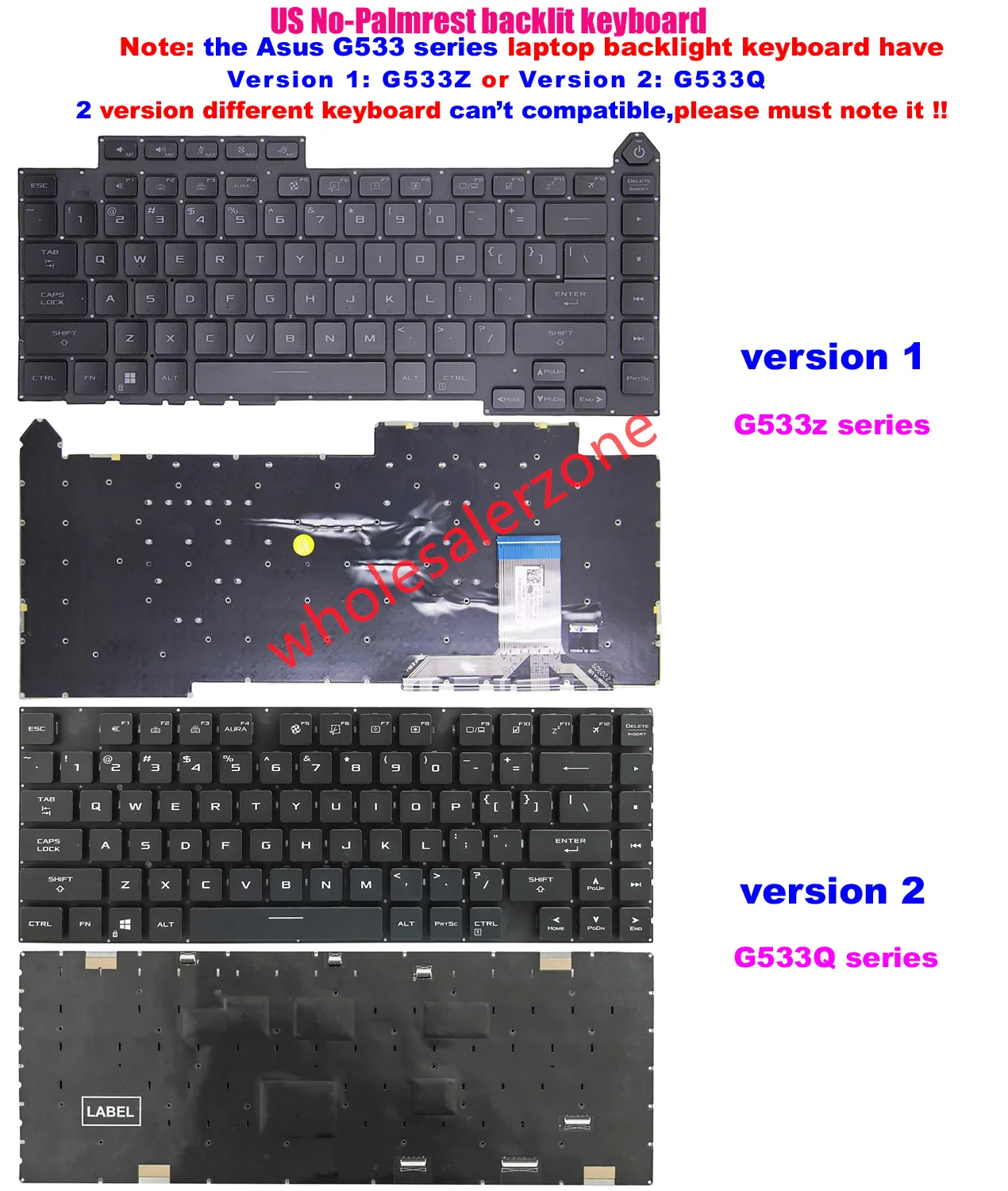 New for ASUS ROG Strix scar 15 G533Q,G533ZX series US keyboard RGB Backlit