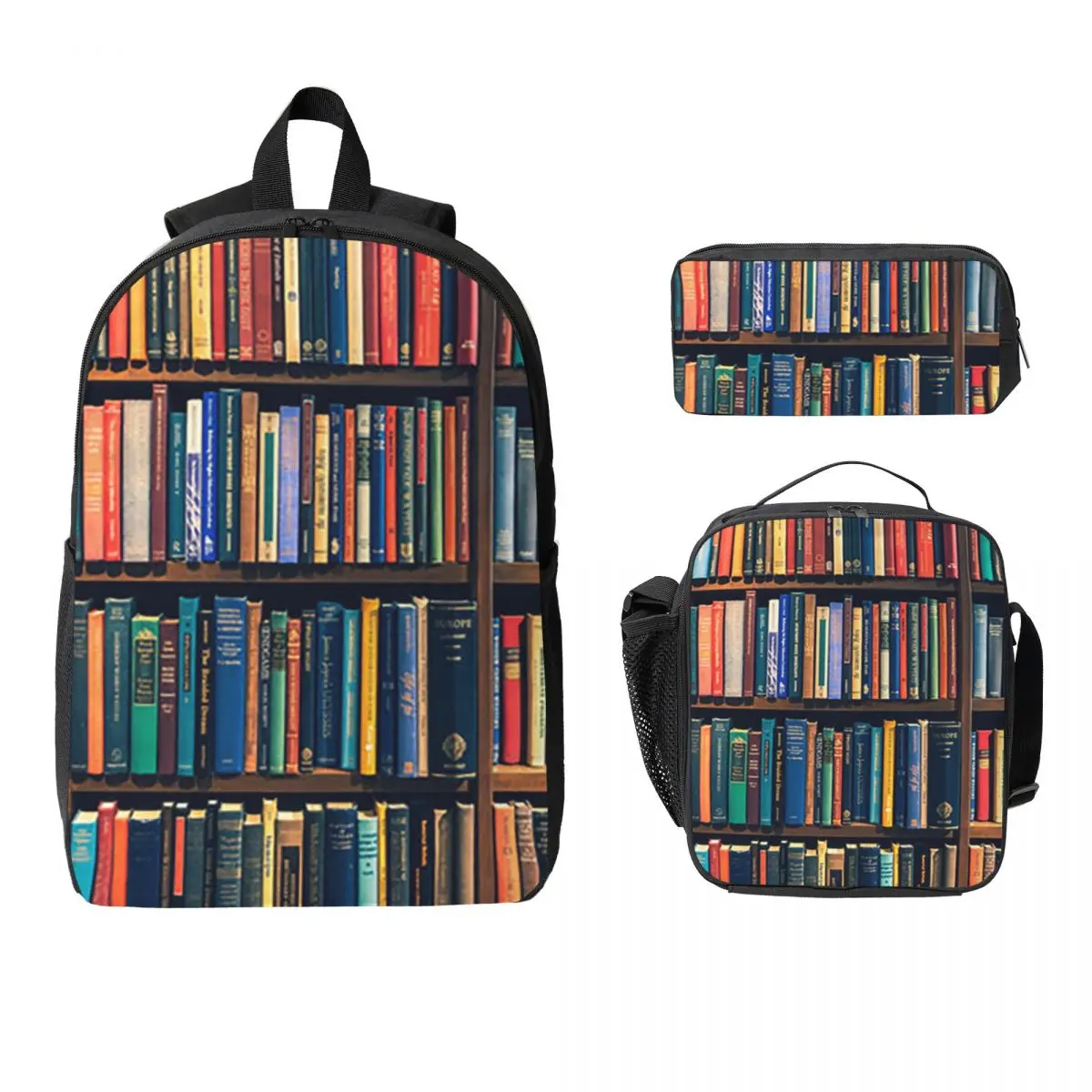 Education Library Book Backpack Student BookBag School Bag Laptop Shoulder Bags 3ps Insulated Lunch Bag Pencil Case