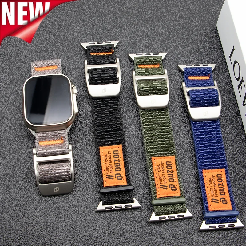 

Nylon Strap for Apple Watch Band Ultra 2 49mm 45mm 44mm 42mm Bracelet Wristband for Iwatch Series 9 8 7 6 SE 5 4 Sport Watchband